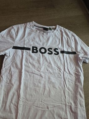 Boss White Short Sleeve Tee with Black Logo